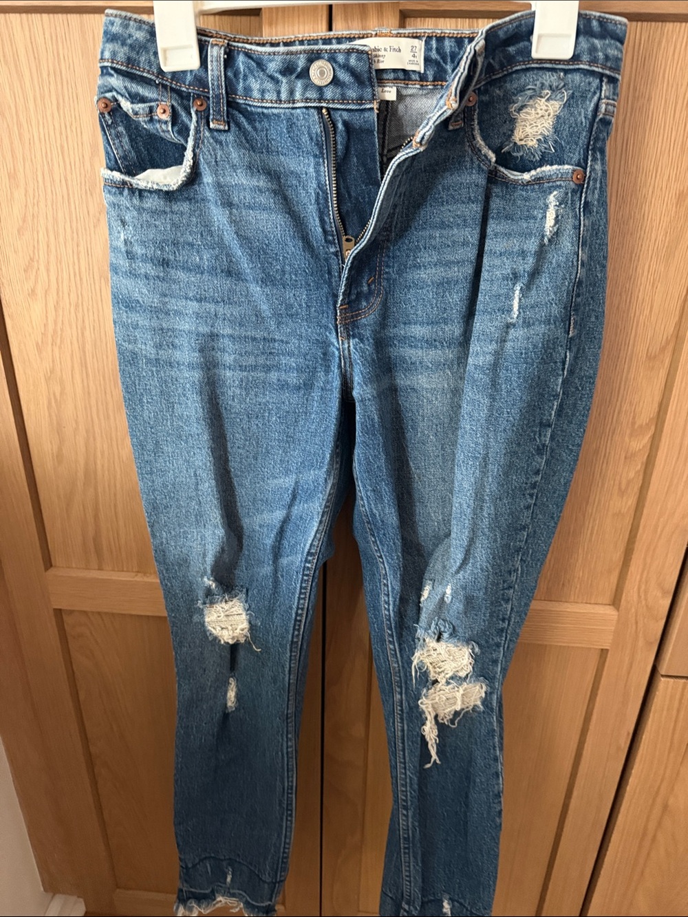 Abercrombie Curve Love Distressed High-Rise Women's Blue Jeans